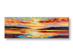 Kézzel festett kép NAPLEMETNE  150x50 cm