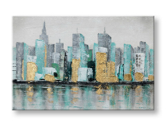 Kézzel festett kép VÁROS 90x60 cm 