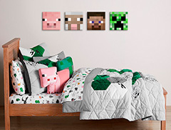 Minecraft vászonkép - a legjobb karakterek vásznon - Steve, Creeper, Sheep, Pig