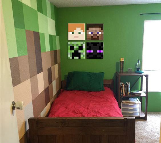 Minecraft vászonkép - a legjobb karakterek vásznon - Alex, Steve, Enderman, Creeper