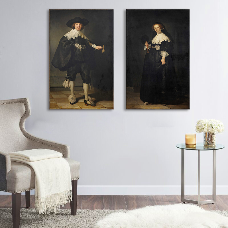 Vászonkép Rembrandt - Marten Soolmans és Oopjen Coppit portréji