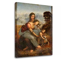 Vászonkép Leonardo da Vinci - A szent család szent Annával