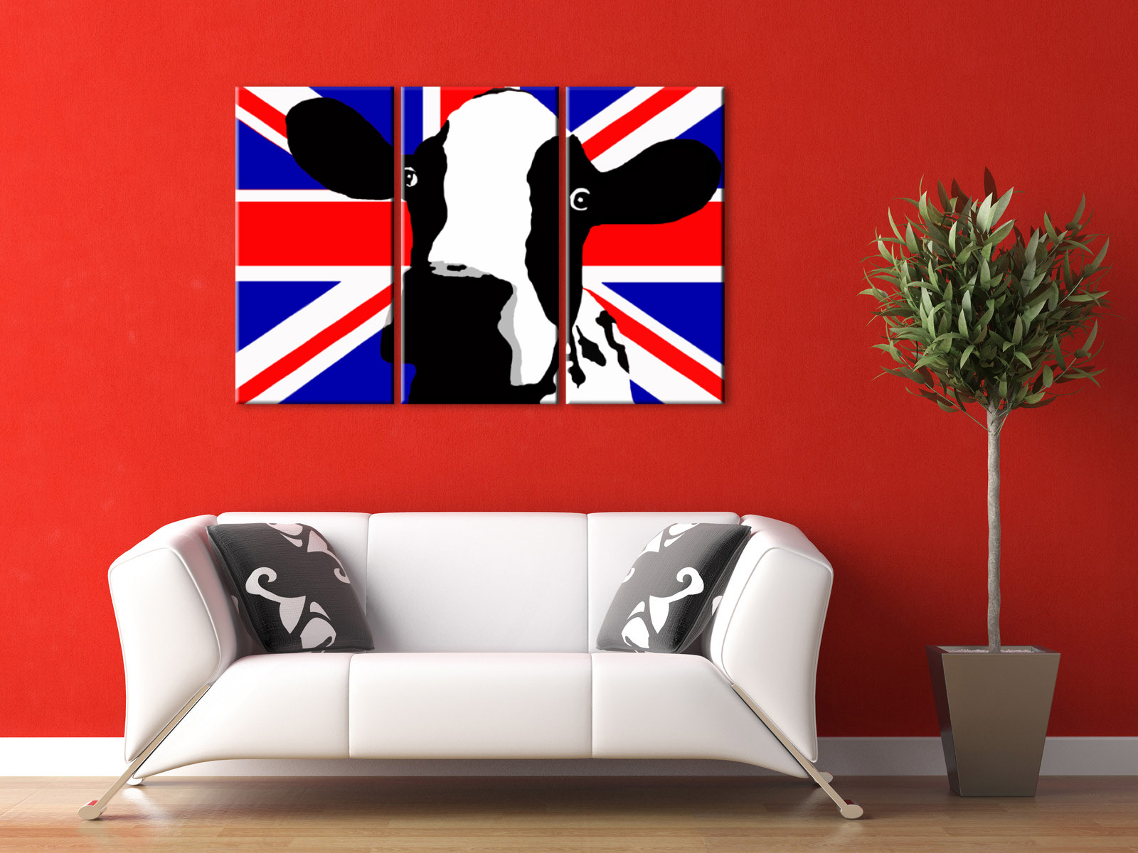 Kézzel festett vászonképek POP Art Cow 3 részes   cow2