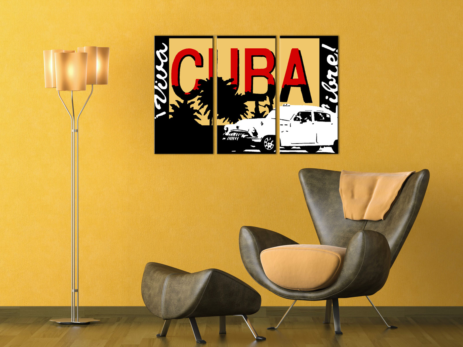 Kézzel festett vászonképek POP Art Cuba 3 részes   cuba