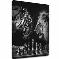 A kép a vásznon Oroszlán és tigris - Sakk stratégia