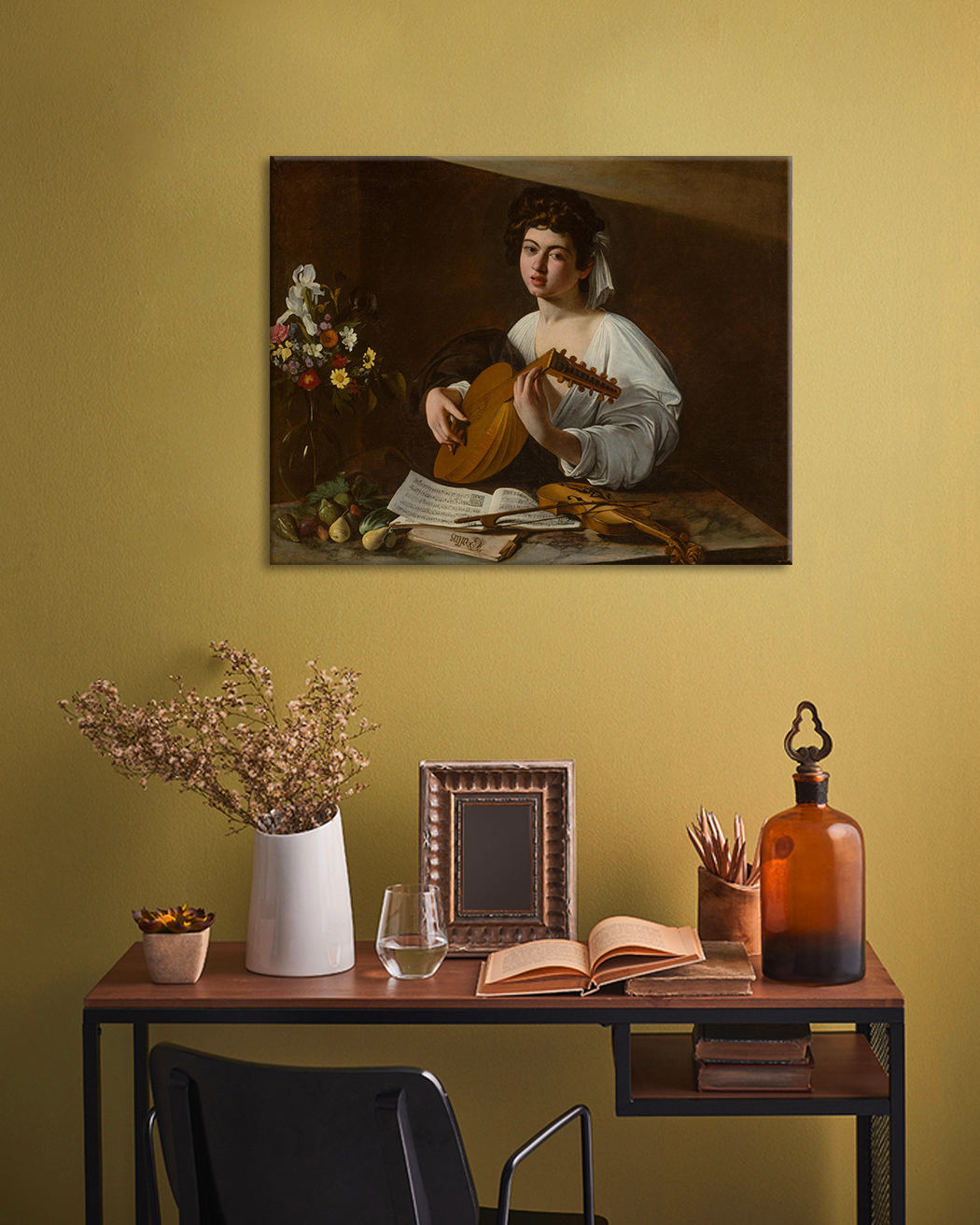 A kép vásznon Michelangelo Caravaggio - Lutnista 80x100 cm