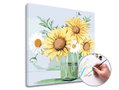 Festés szám szerint MARGARETS ÉS SUNflowers | alacsony nehézség