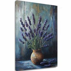 Festmény levendula harmónia | Szoba agyagvázában | Akril részletek 40x60 cm