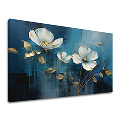 Időtlen elegancia vásznon Kék absztrakció arany ékezetekkel | 40x60 cm