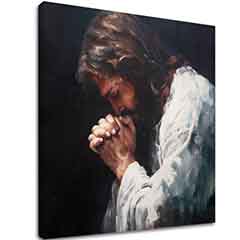 Jézus imádkozik | akrillal és arany levéllel festve