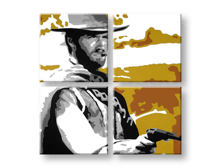 Kézzel festett vászonképek POP Art Clint Eastwood  ce3 