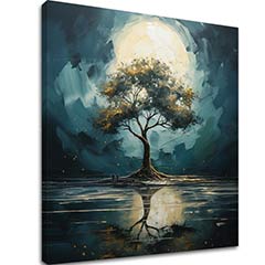 Modern fali dekoráció A hold éjszakai fája - PREMIUM ART