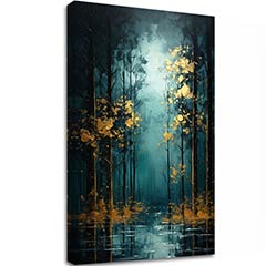 Modern fali dekoráció Arany levél fantázia - PREMIUM ART