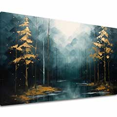 Modern művészeti festmény Arany érintések az erdő - PREMIUM ART