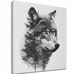 Vászonfestmény Wolf View - Modern fekete-fehér motívum