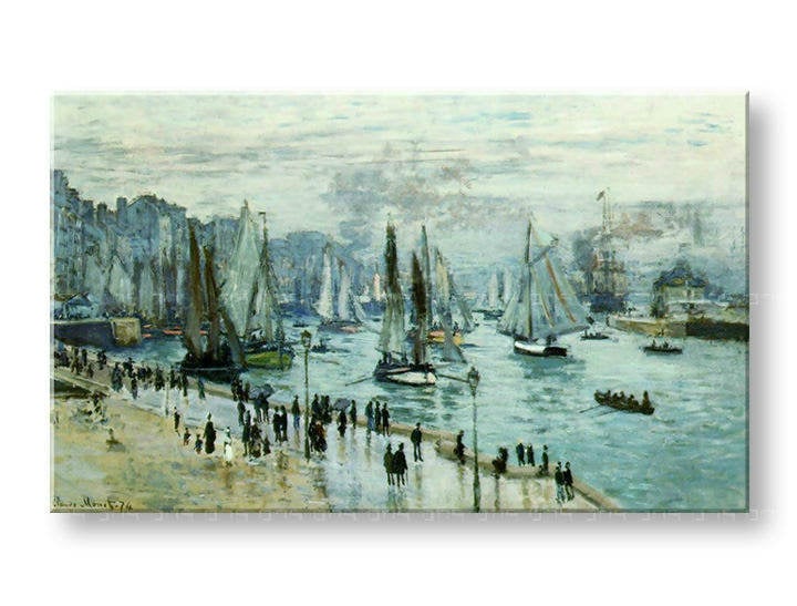 Vászonkép HALÁSZHAJÓK ELHAGYTÁK A LE HAVRE-i KIKÖTŐT - Claude Monet   REP078 
