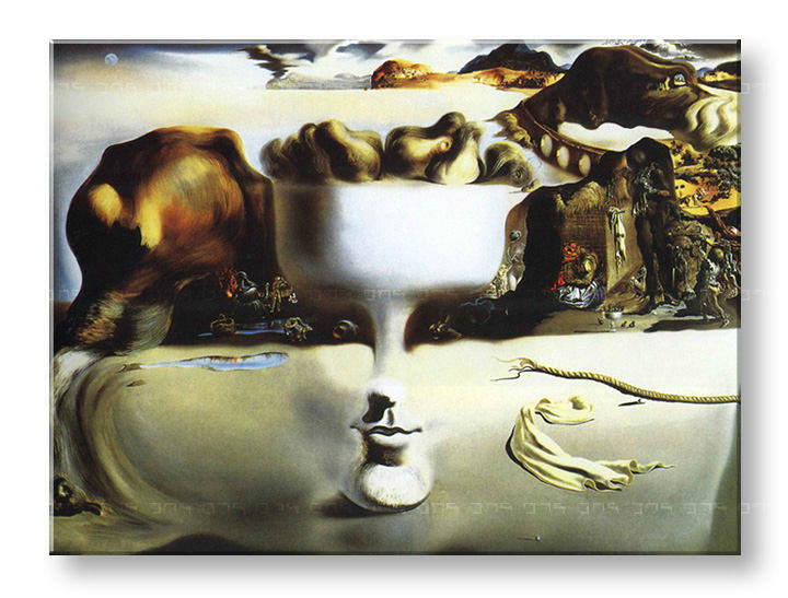 Vászonkép APPARITION ON FACE AND FRUIT DISH ON A BEACH - Salvador Dalí 