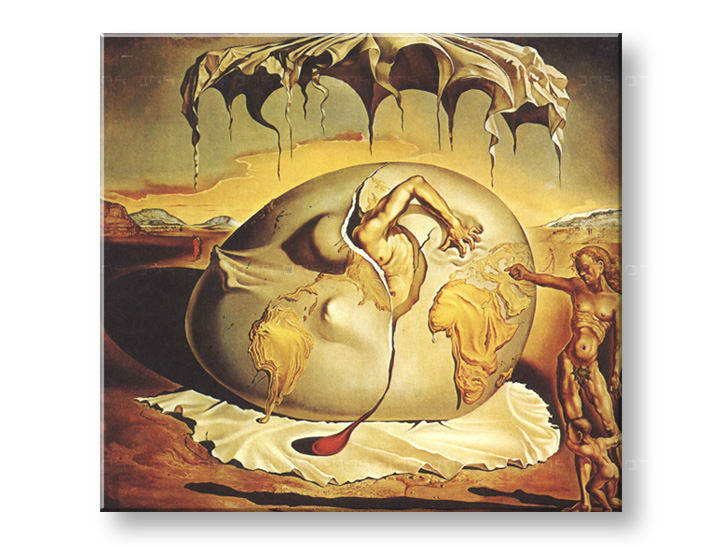 Vászonkép GEOPOLITICUS CHILD WATCHING the BIRTH OF NEW MAN - Salvador Dalí 