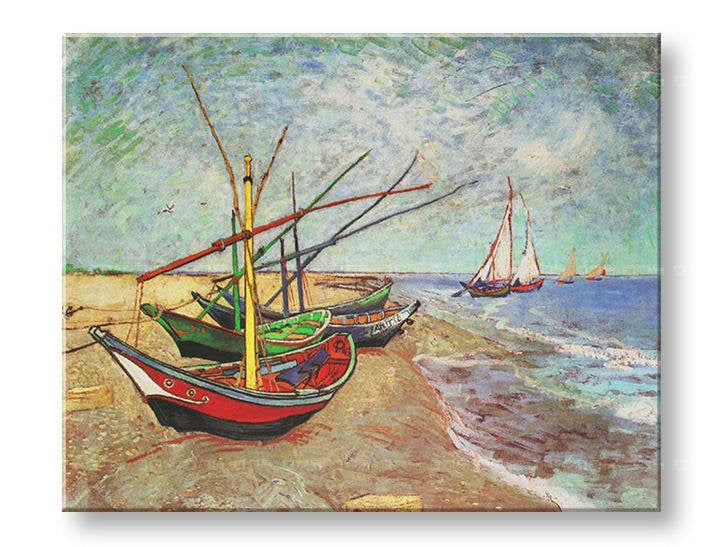 Vászonkép FISHING BOATS ON THE BEACH AT SAINTS-MARIES - Vincent van Gogh 